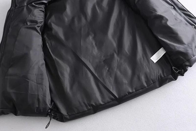 Women Black Warm Faux Leather Vest Coat - RAVARCAM APPAREL