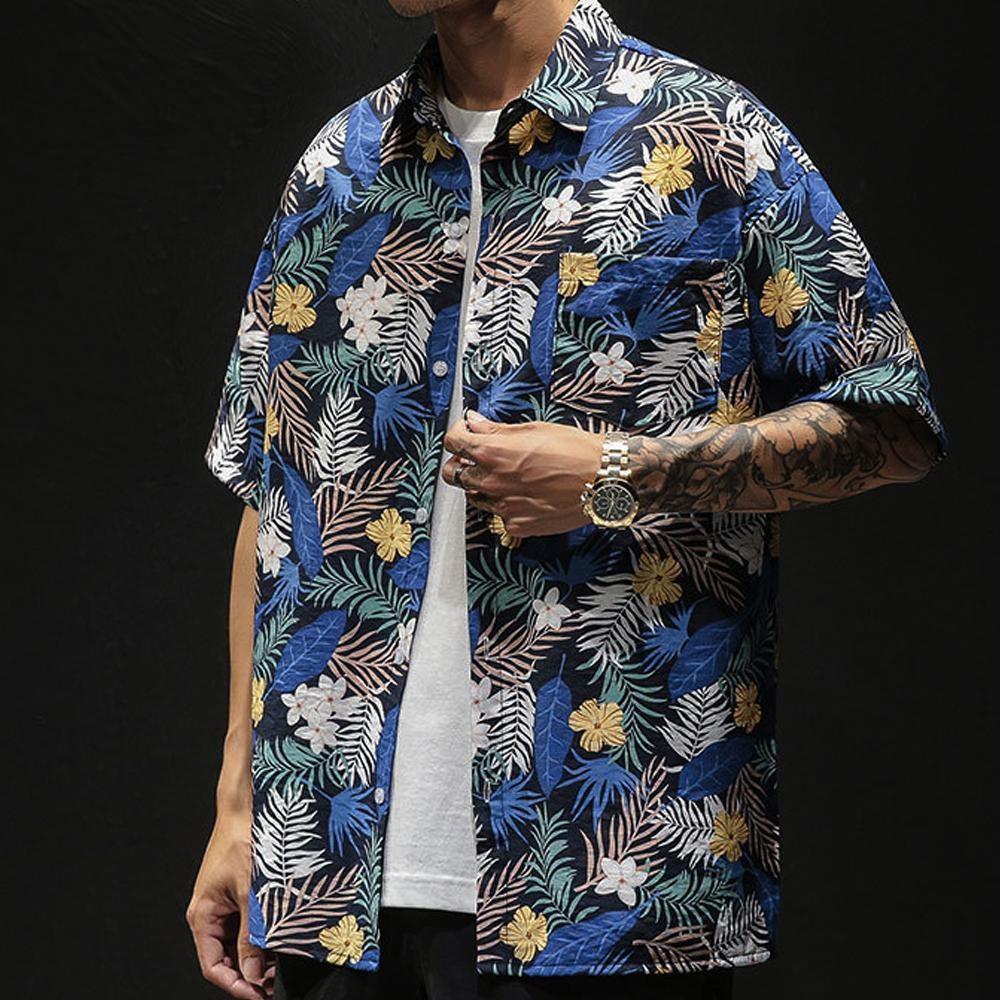 Mens Loose Fit Summer Hawaiian Shirt - RAVARCAM APPAREL